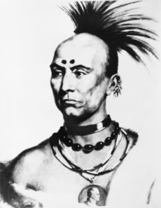 Portrait of Chief Black Hawk drawn by Charles Bird King at Fort Monroe in 1833 (Image Collection, Fort Monroe Archives).