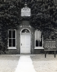 Original entrance of the Casemate Museum at the Jefferson Davis Casemate, 1951 (Image Collection, Fort Monroe Archives).